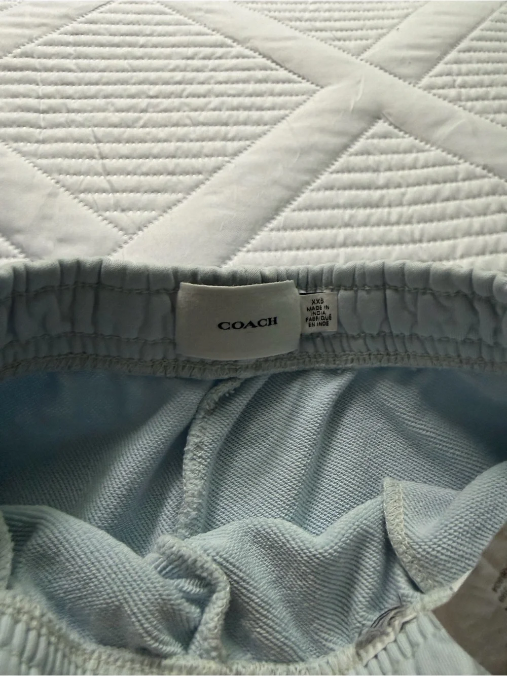 COACH Light Blue Cotton Drawstring Shorts